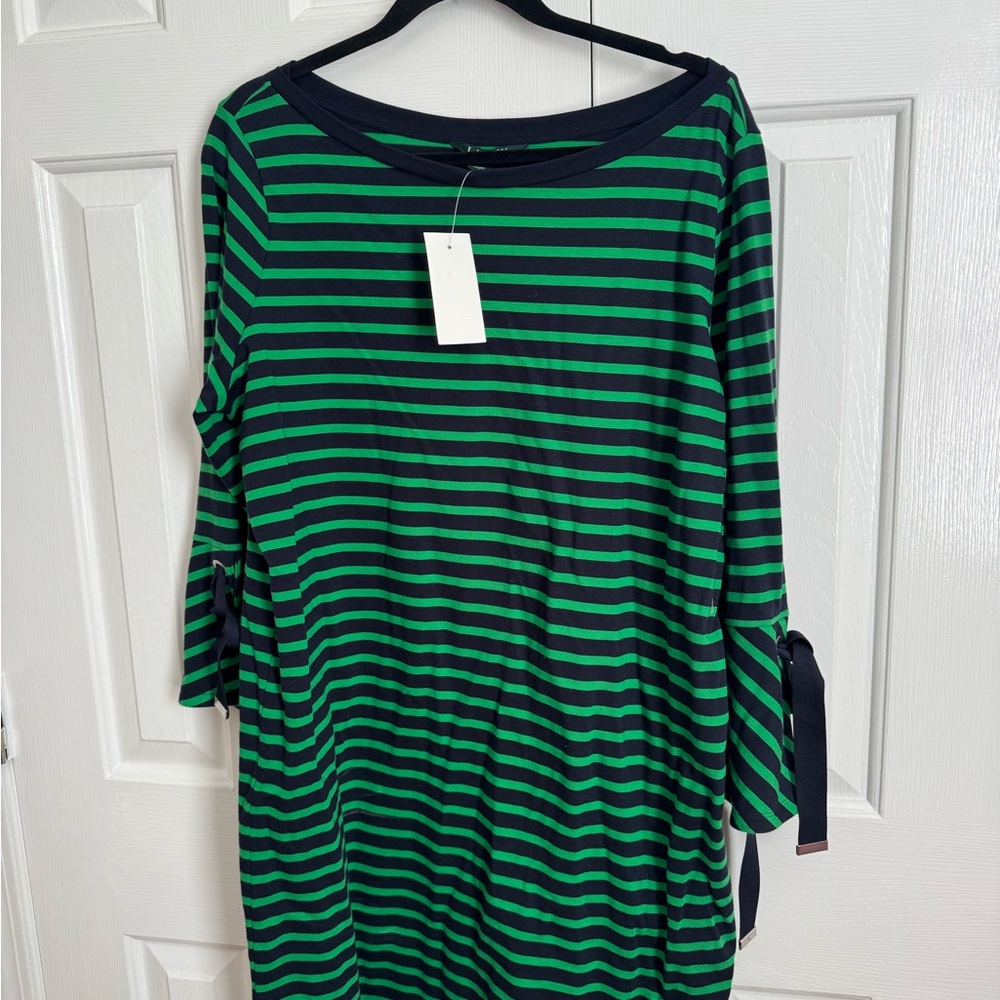Ralph Lauren Navy and Green Striped Top